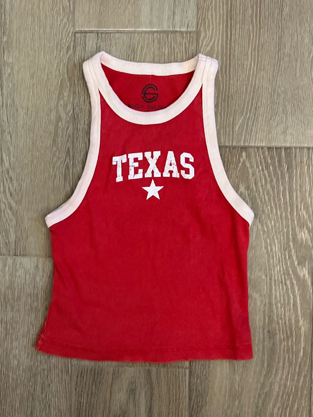 Red 'TEXAS' Ringer Tank Top